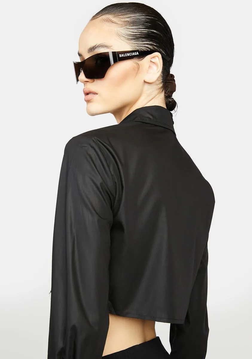 Noir In The Building Cropped Shirt sold by Dolls Kill product image thumbnail 4