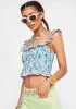 Smocked Ditsy Crop Top sold by Dolls Kill