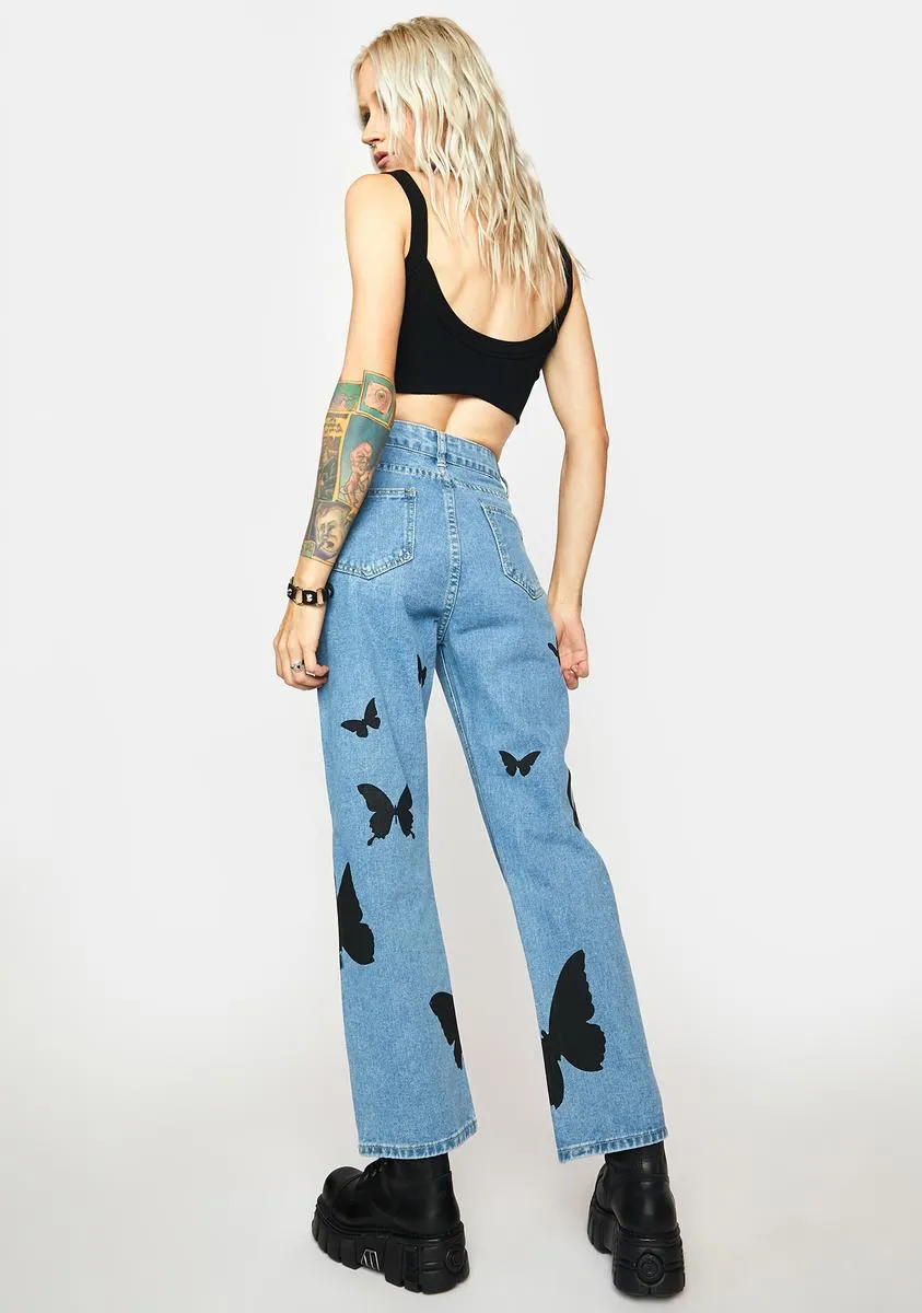 Black Butterfly Jeans sold by Dolls Kill product image thumbnail 4