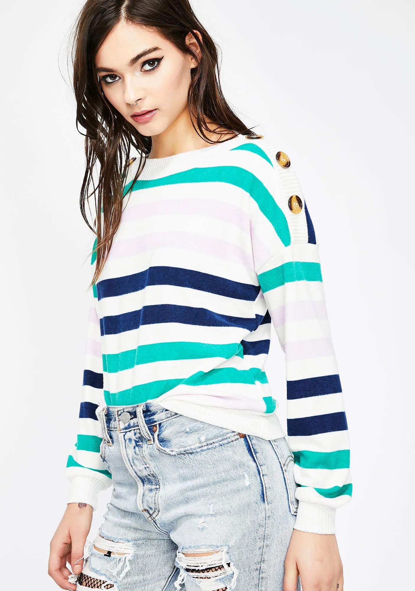 Don't Push My Buttons Stripe Sweater sold by Dolls Kill product image thumbnail 2