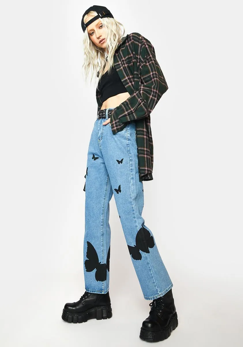 Black Butterfly Jeans sold by Dolls Kill product image thumbnail 2