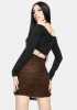 Chocolate Mesh Solena Ruched Mini Skirt sold by Dolls Kill