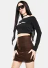 Chocolate Mesh Solena Ruched Mini Skirt sold by Dolls Kill
