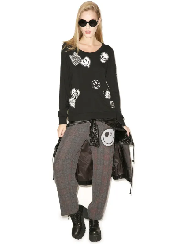 Jet Patches All Over Pullover sold by Dolls Kill