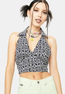 Train Of Thought Collared Crop Top sold by Dolls Kill
