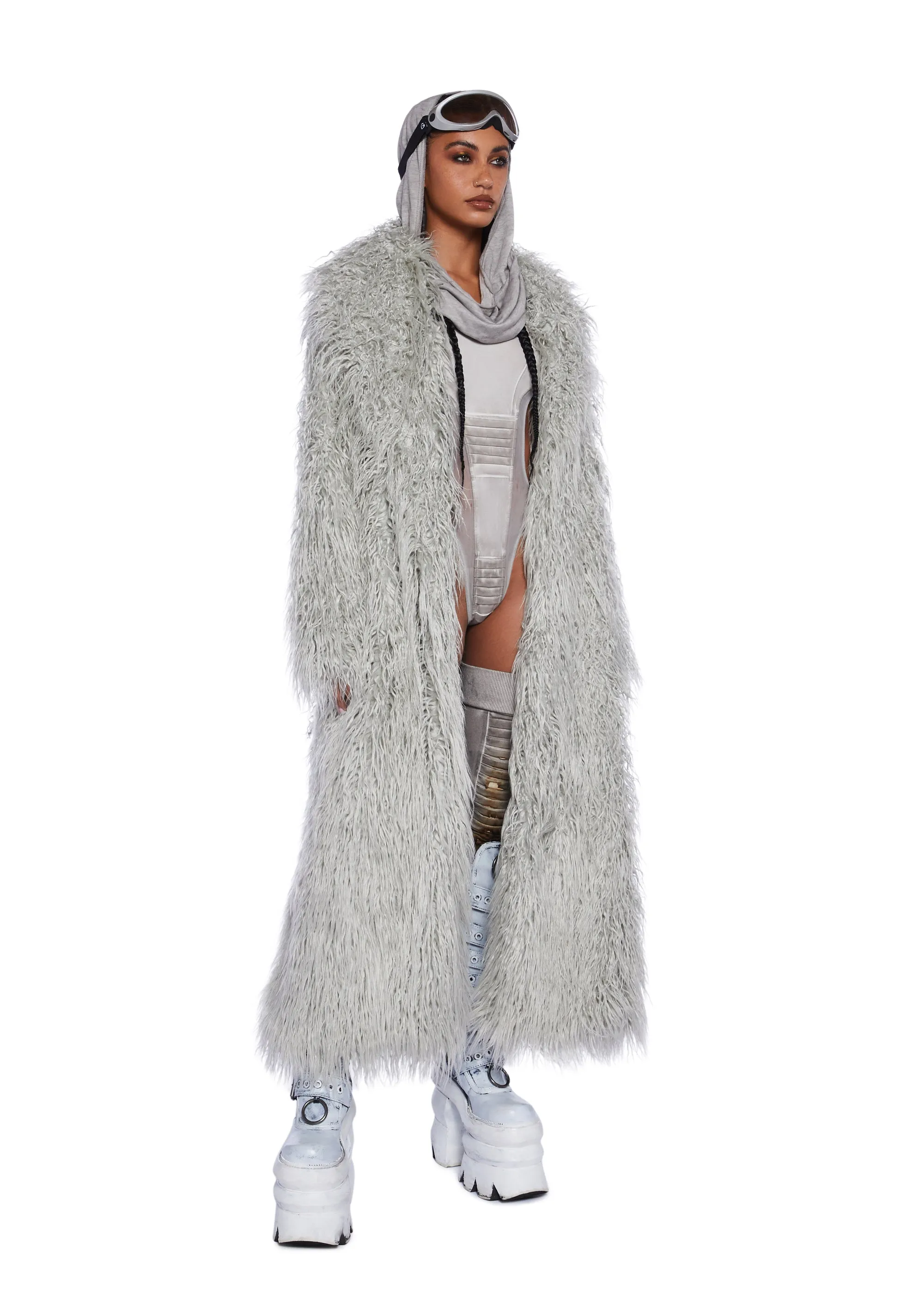 Astro Arctic Faux Fur Coat - Gray sold by Dolls Kill product image thumbnail 5