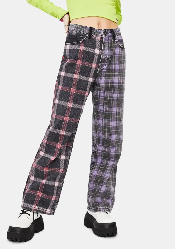 Jekyl Mix Check Dad Jeans sold by Dolls Kill