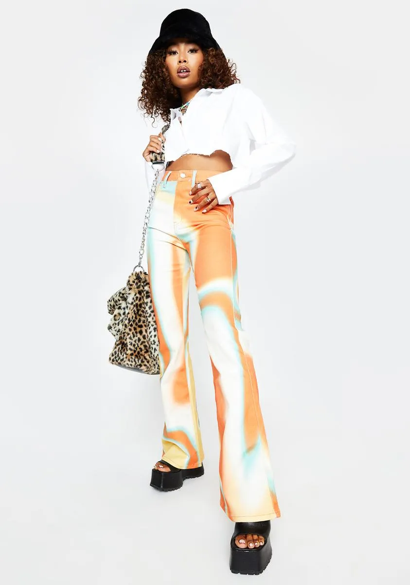 Ombre Swirl Print High Waist Bootcut Jeans sold by Dolls Kill product image thumbnail 2