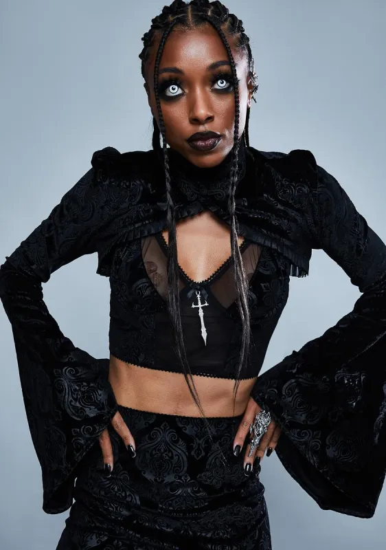 Too Far Gone Velvet Shrug sold by Dolls Kill