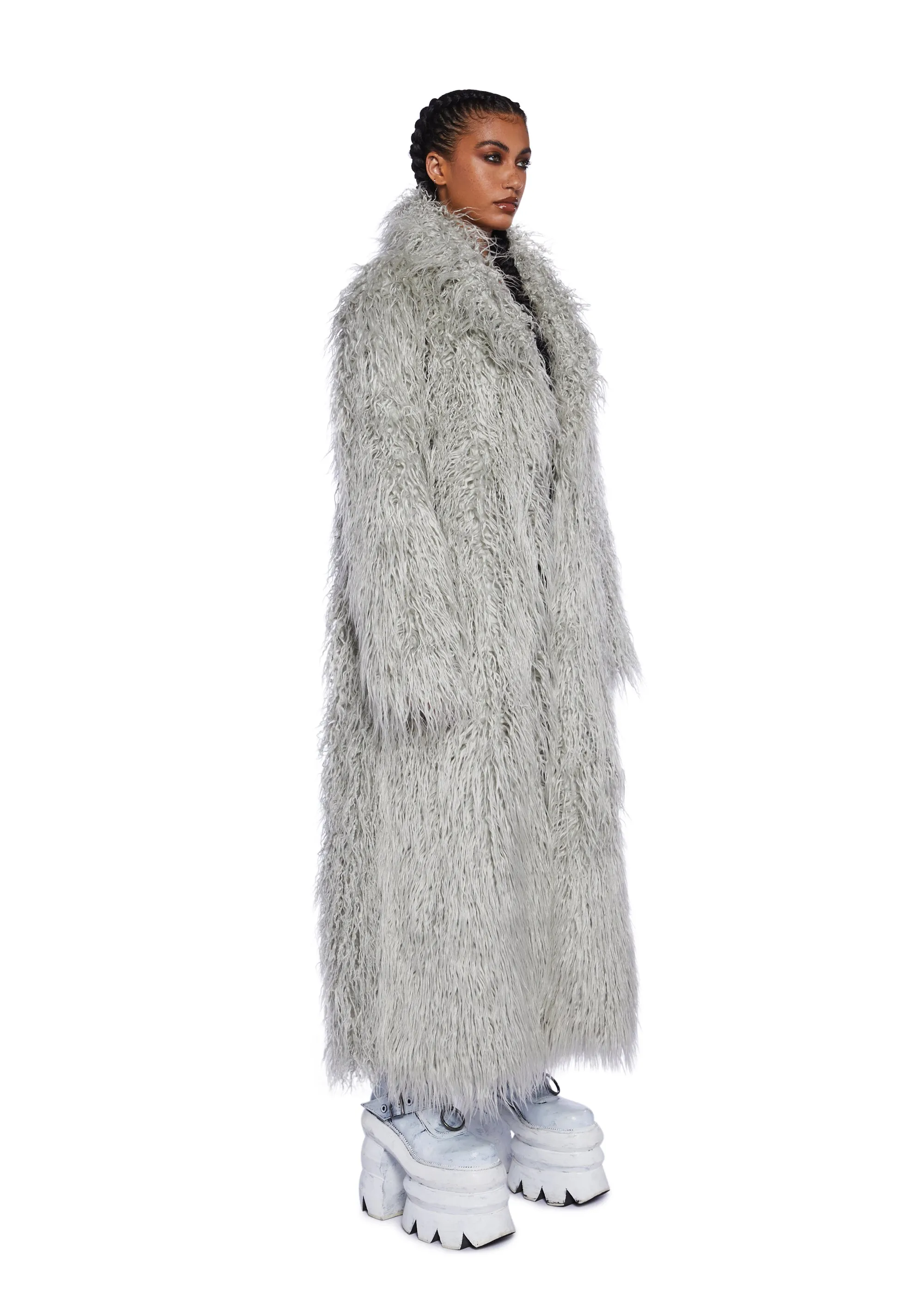 Astro Arctic Faux Fur Coat - Gray sold by Dolls Kill product image thumbnail 3