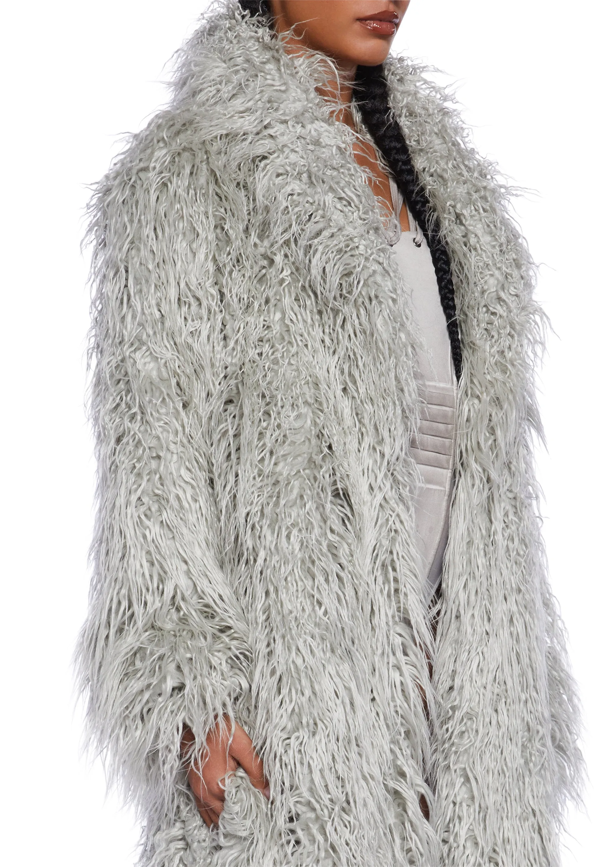 Astro Arctic Faux Fur Coat - Gray sold by Dolls Kill product image thumbnail 2