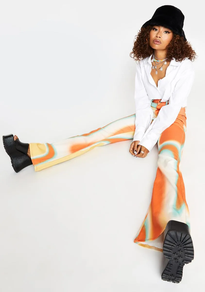 Ombre Swirl Print High Waist Bootcut Jeans sold by Dolls Kill product image thumbnail 3