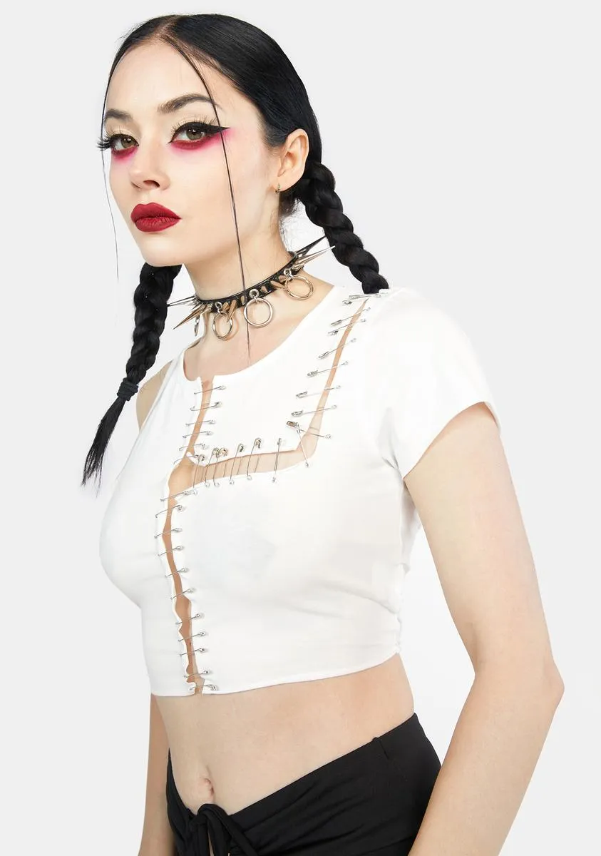 Miss Unstoppable Safety Pin Crop Top sold by Dolls Kill product image thumbnail 2