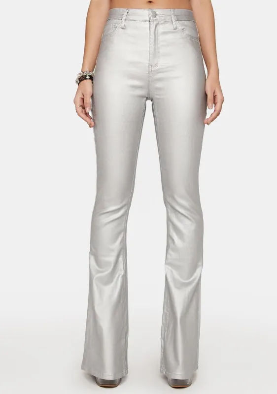 Luna Vegan Leather Flare Jeans made by Edikted