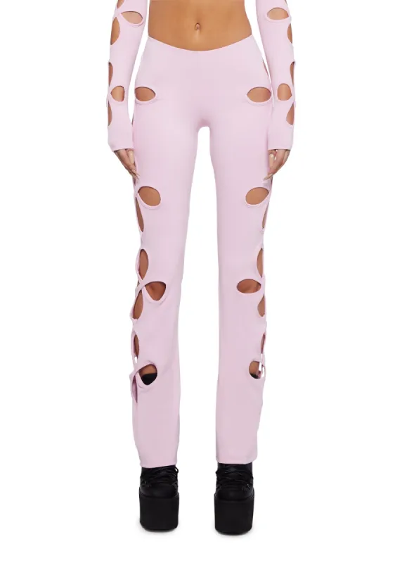 Star Child Cut-Out Pants - Pink sold by Dolls Kill