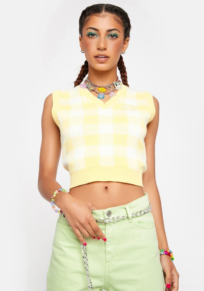 Yellow Cable Knit Vest sold by Dolls Kill