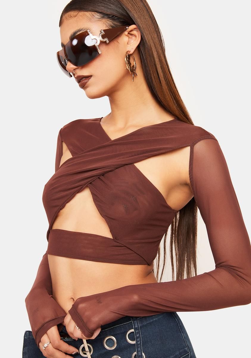 Mocha Serve Some Looks Crop Top sold by Dolls Kill product image thumbnail 2