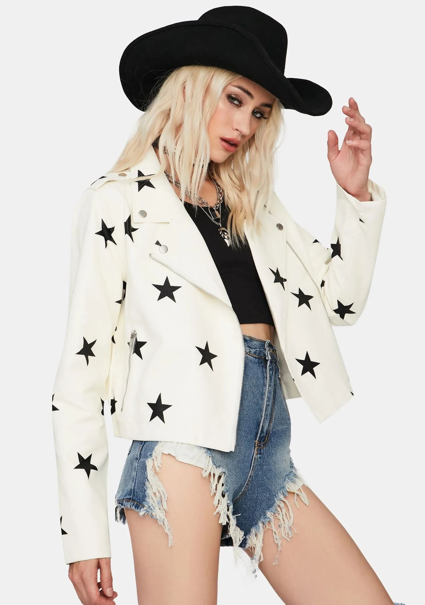 Pure Starry Eyed Surprise Moto Jacket sold by Dolls Kill product image thumbnail 2