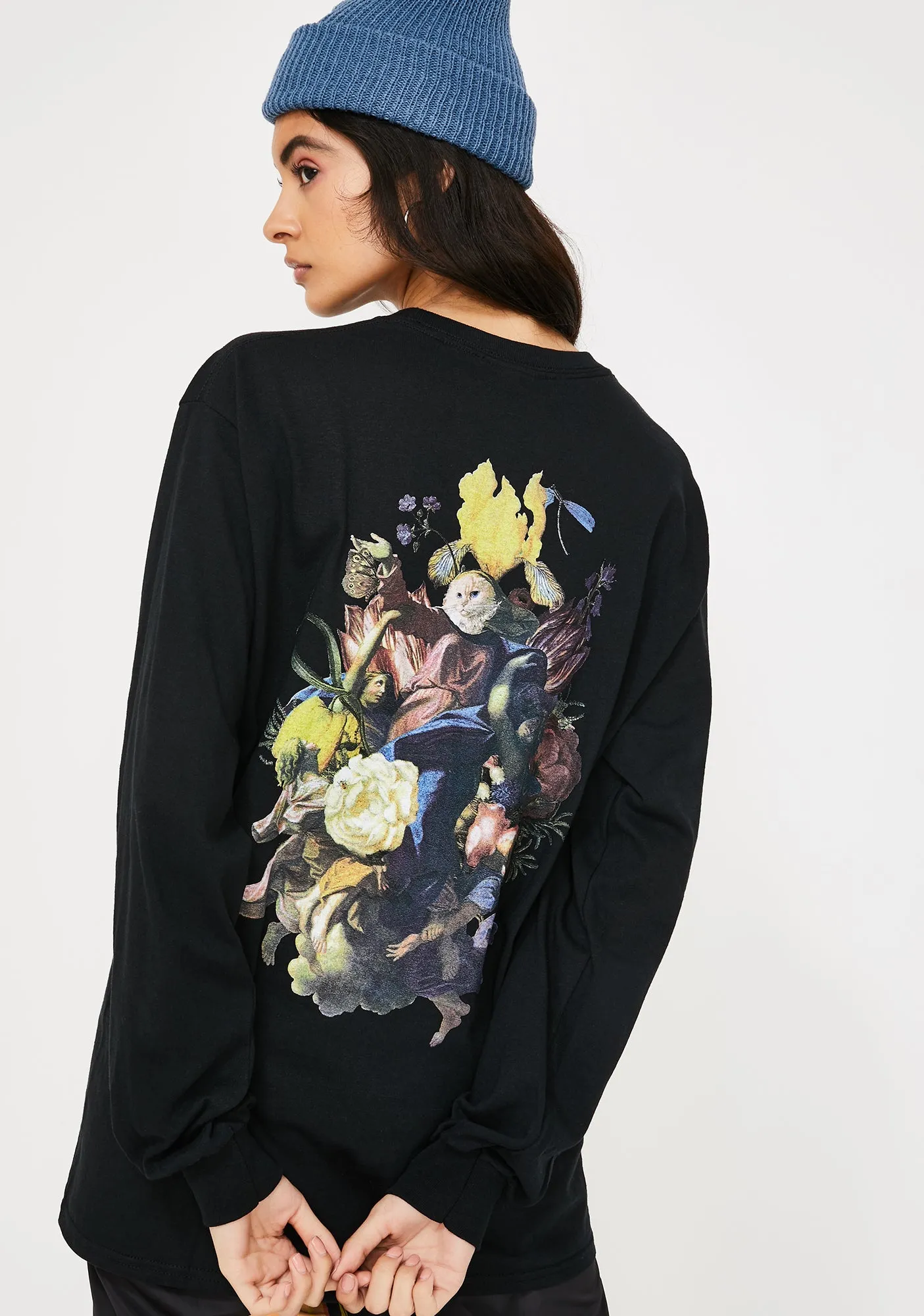 Black Heavenly Bodies Long Sleeve Graphic Tee sold by Dolls Kill