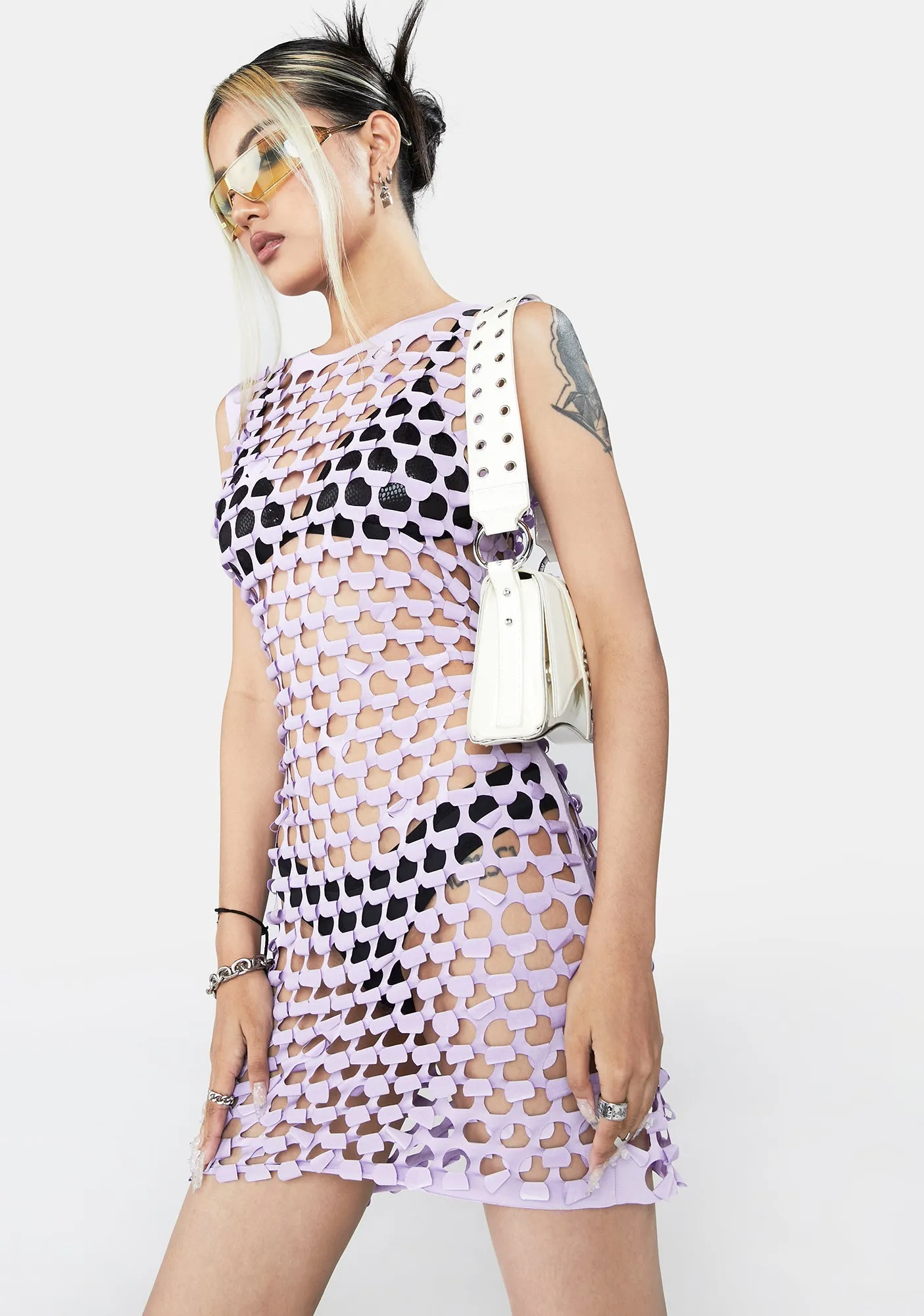 Lilac Fishnet Dress sold by Dolls Kill product image thumbnail 3