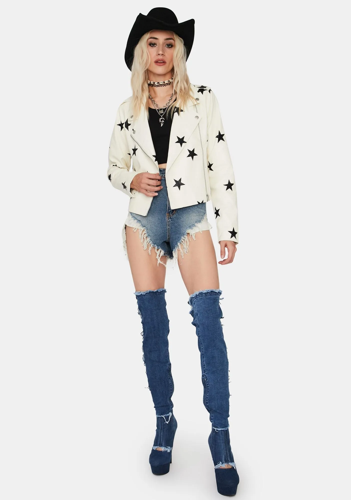 Pure Starry Eyed Surprise Moto Jacket sold by Dolls Kill product image thumbnail 3