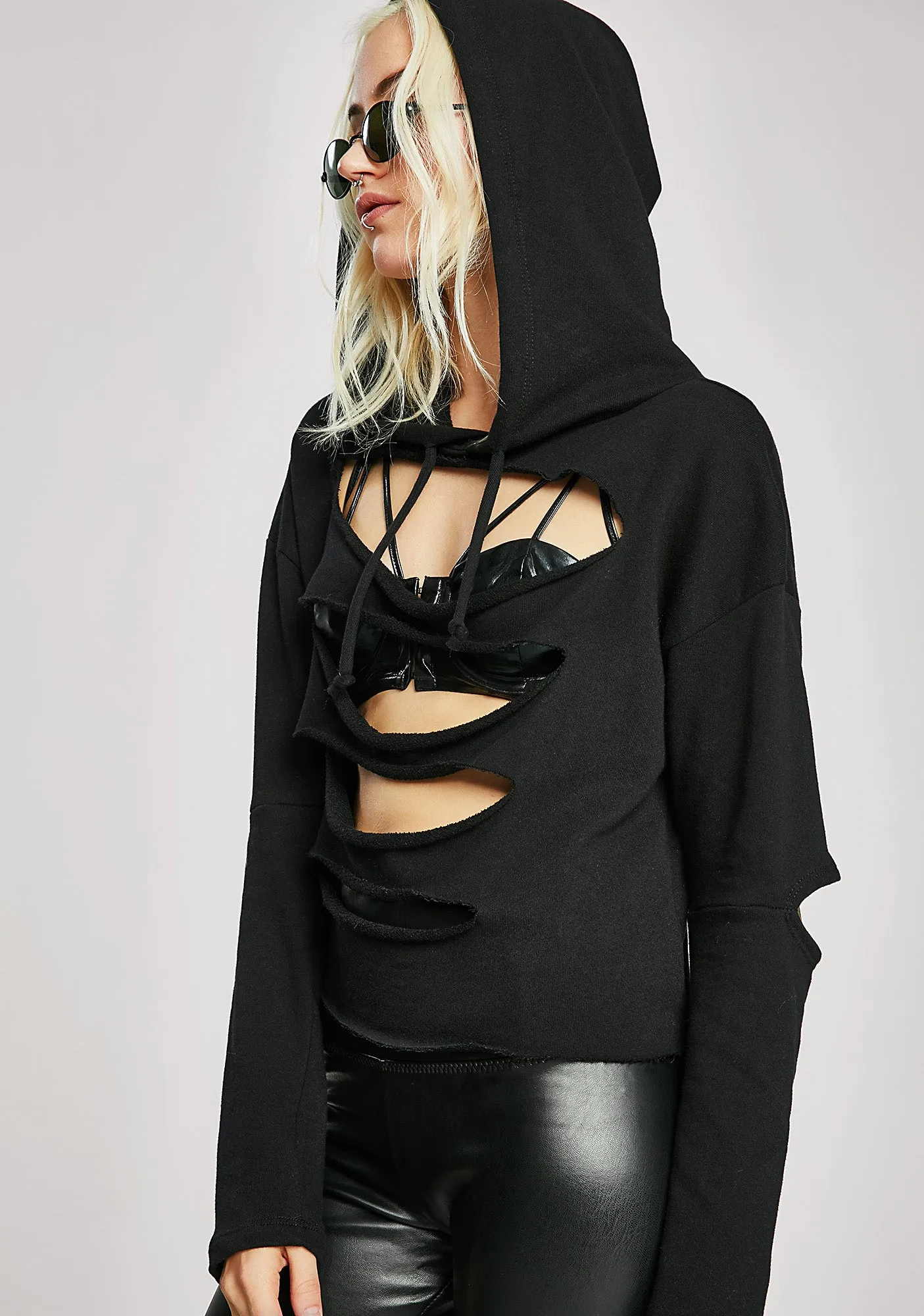 Taken Apart Shredded Hoodie sold by Dolls Kill product image thumbnail 3