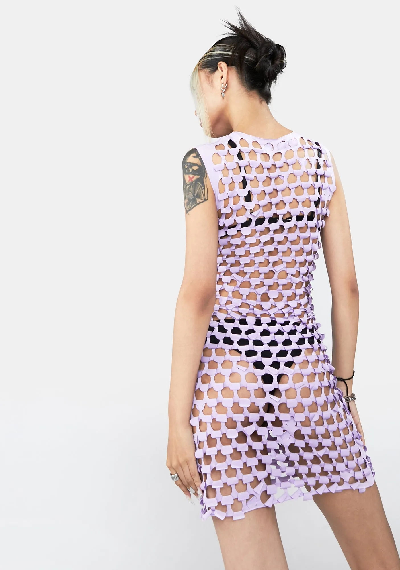 Lilac Fishnet Dress sold by Dolls Kill product image thumbnail 4