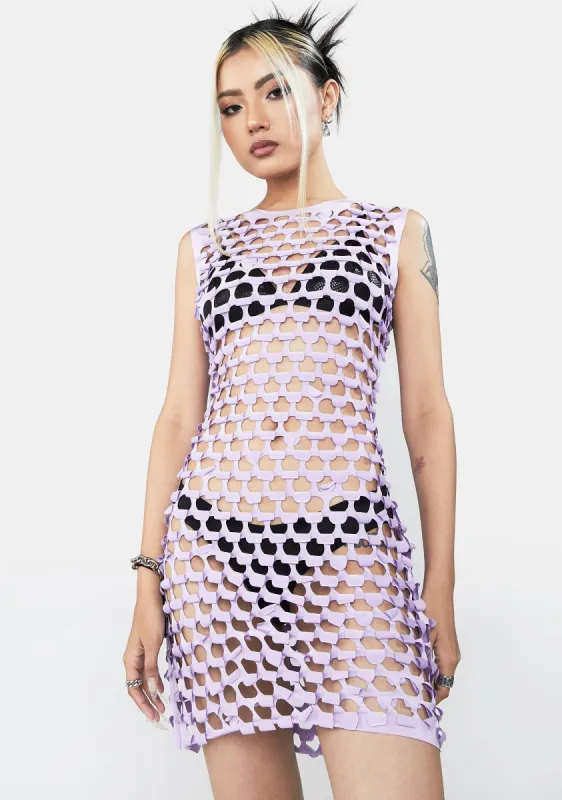 Lilac Fishnet Dress sold by Dolls Kill