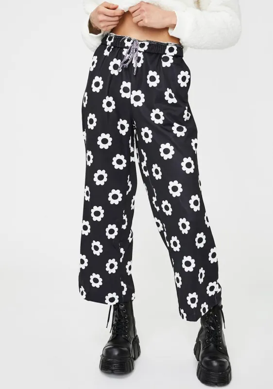Black Flower Print Trousers sold by Dolls Kill