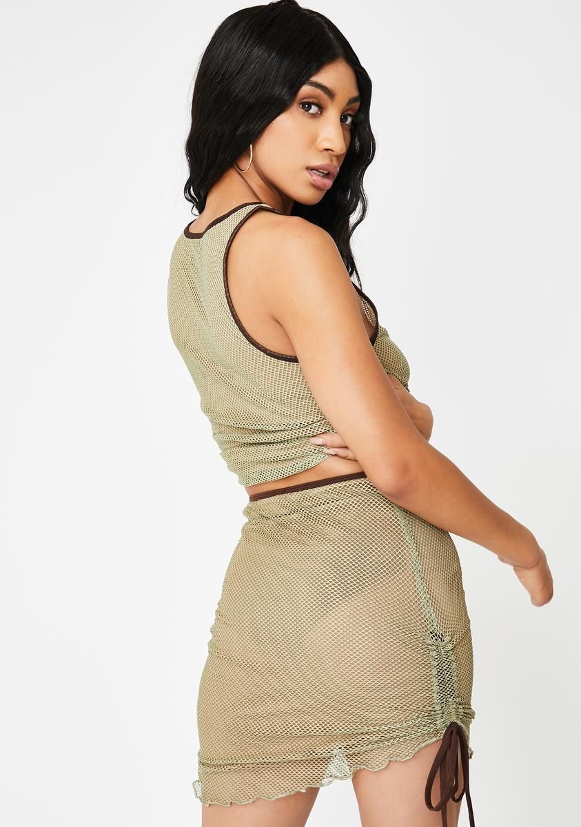 Khaki Ara Mesh Skirt sold by Dolls Kill product image thumbnail 4