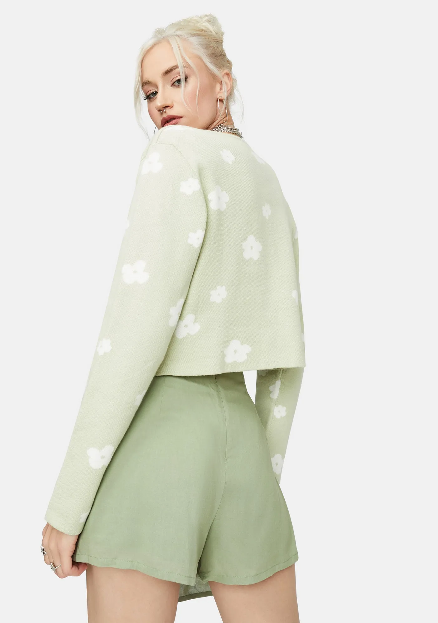 Through The Fields Floral Cropped Cardigan Top sold by Dolls Kill product image thumbnail 3