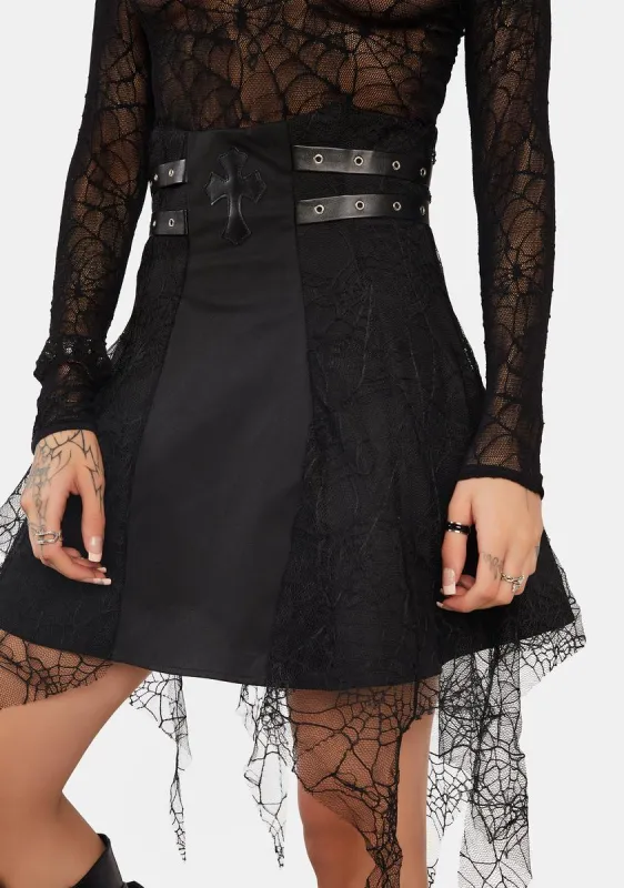 Punk Cross Spider Net Mini Skirt sold by Dolls Kill