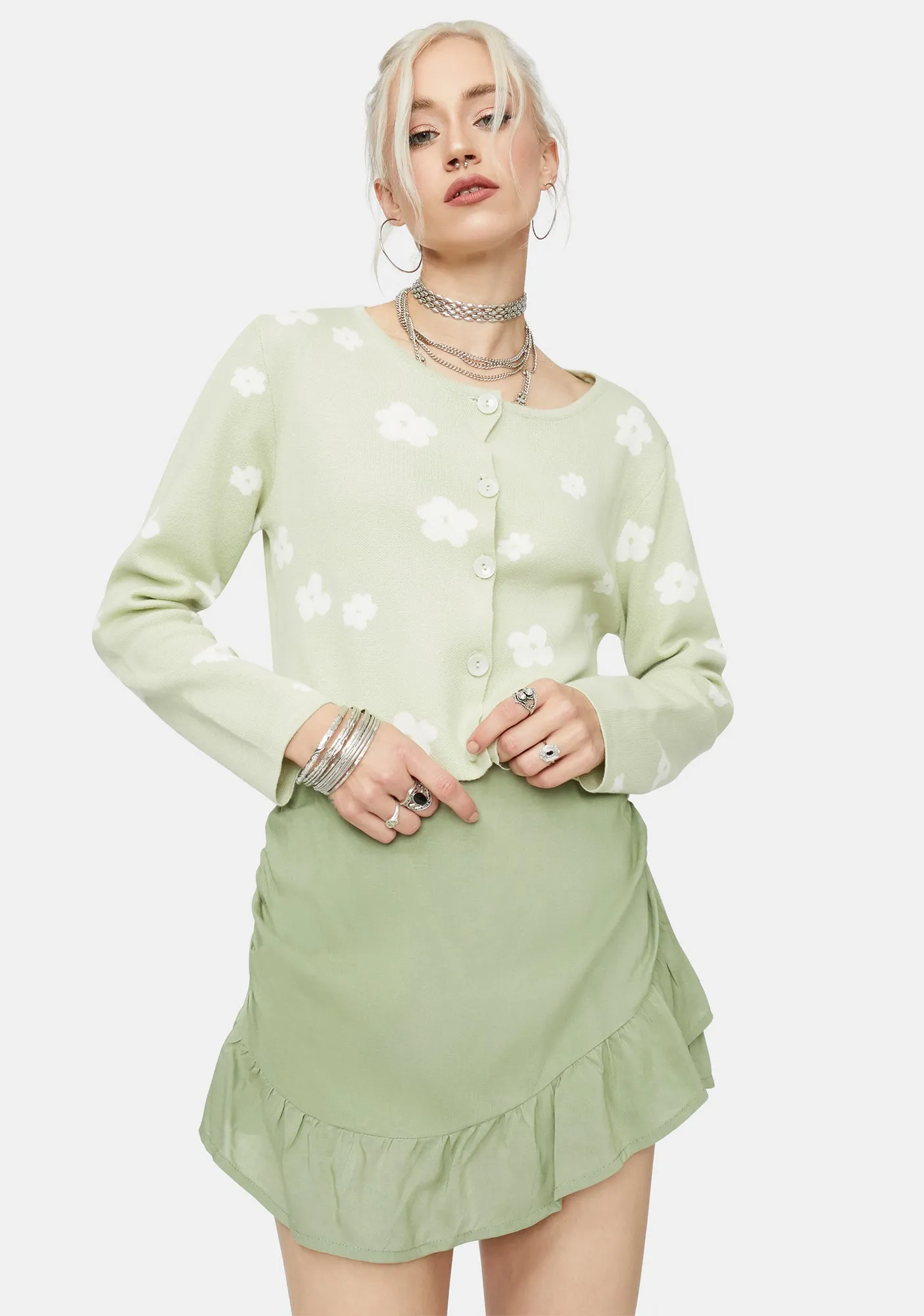 Through The Fields Floral Cropped Cardigan Top sold by Dolls Kill