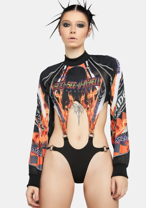 See You In Hell Cut-Out Bodysuit sold by Dolls Kill