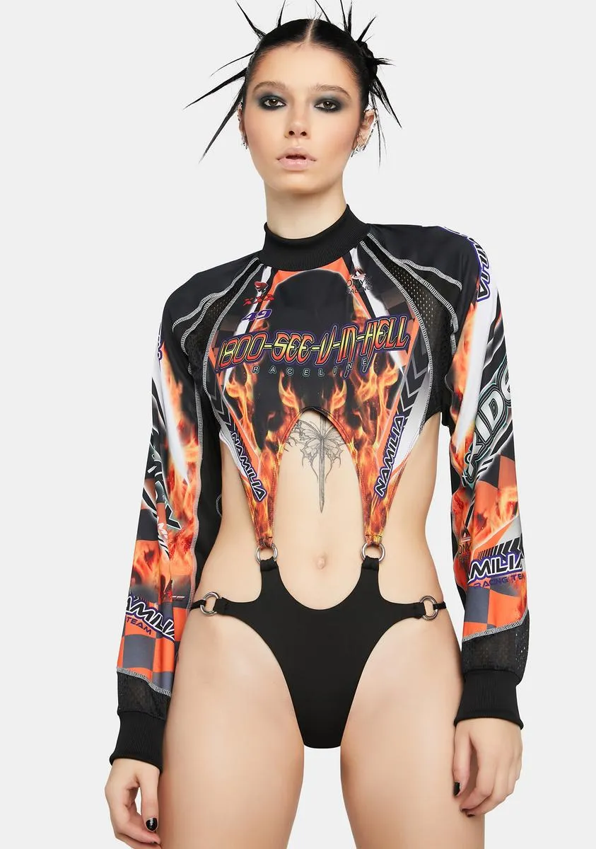 See You In Hell Cut-Out Bodysuit sold by Dolls Kill