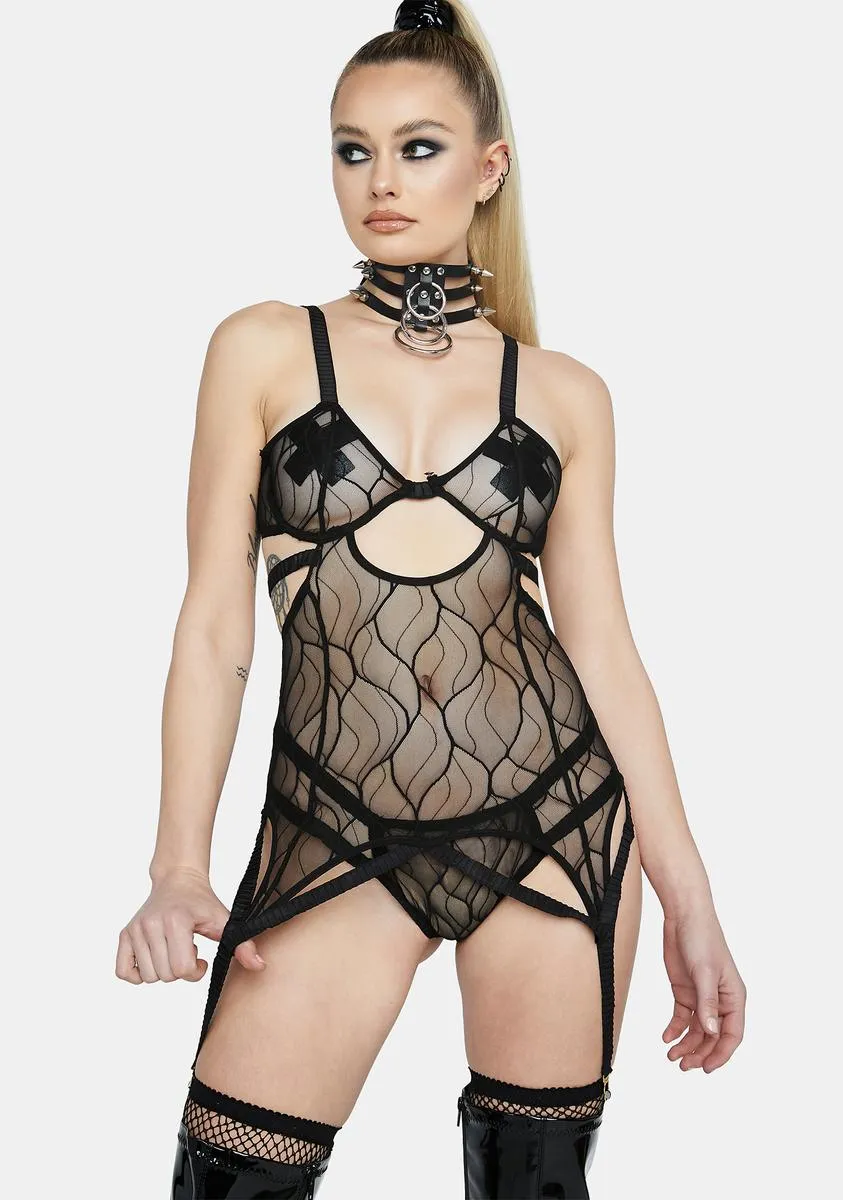 Black See Me Now Lingerie Set sold by Dolls Kill