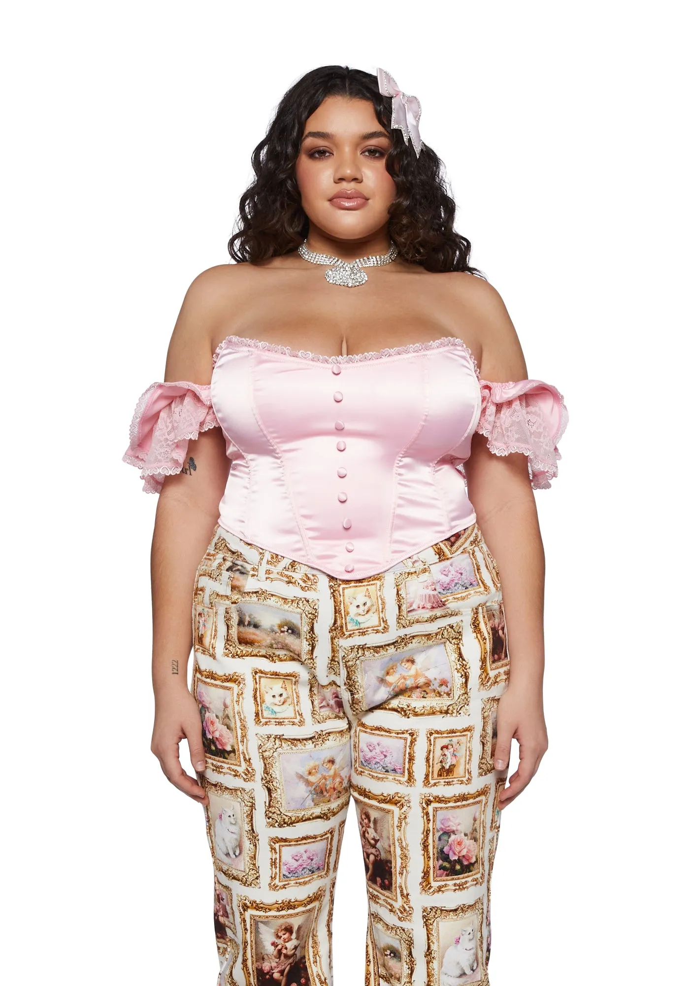 Plus Sweet Talker Corset Top - Pink sold by Dolls Kill