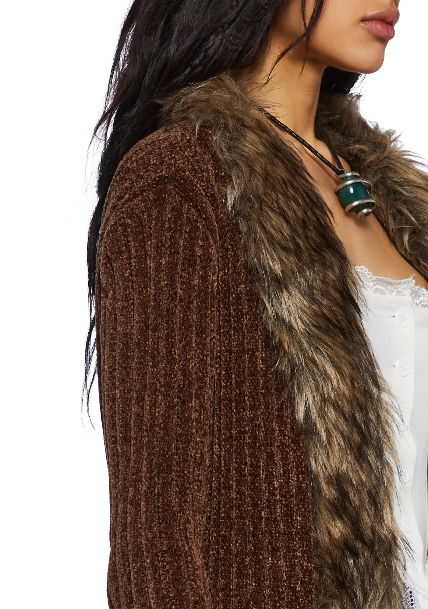 Furry Foe Long Cardigan-Brown sold by Dolls Kill product image thumbnail 5
