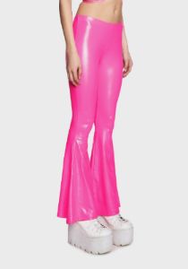Pink Shimmer Flare Pants sold by Dolls Kill