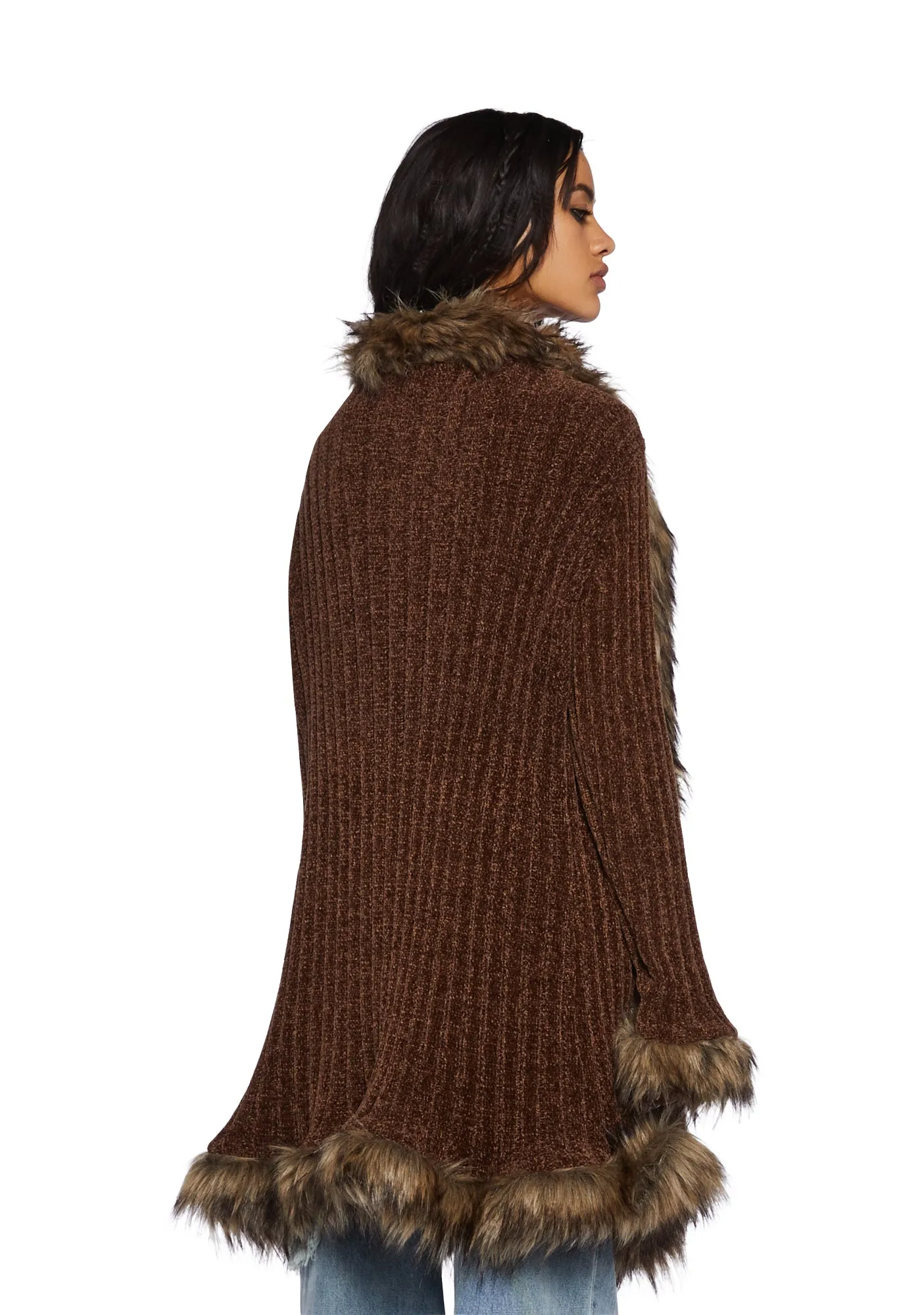Furry Foe Long Cardigan-Brown sold by Dolls Kill product image thumbnail 4