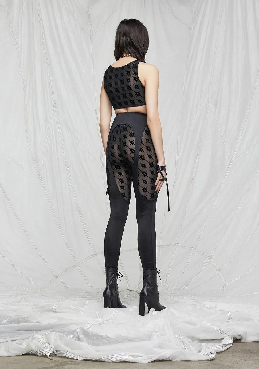 Synth Layered Logo Print Mesh Leggings sold by Dolls Kill product image thumbnail 4