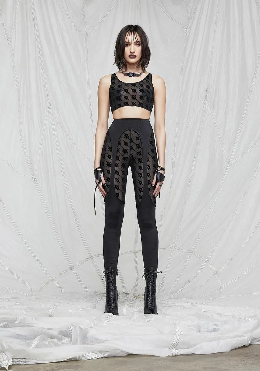 Synth Layered Logo Print Mesh Leggings sold by Dolls Kill product image thumbnail 2