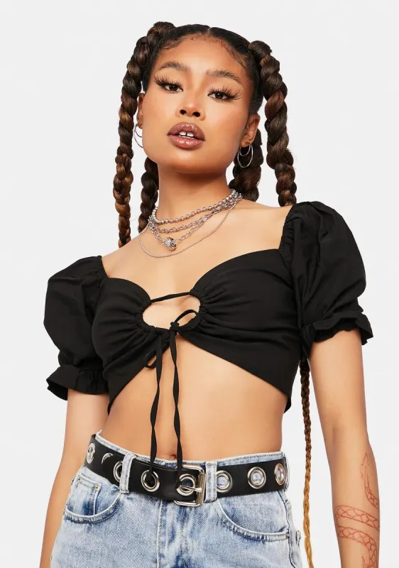 Night Seventh Heaven Keyhole Tie Crop Top sold by Dolls Kill