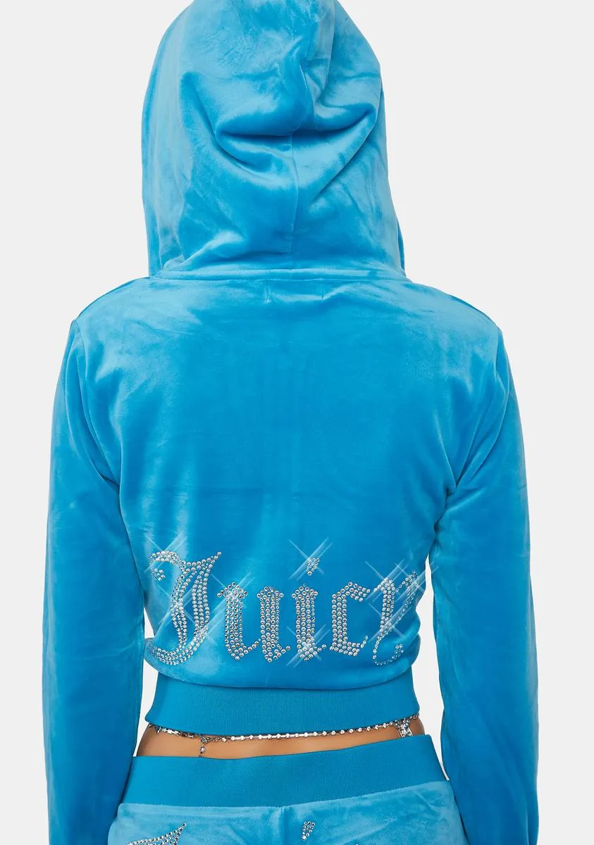 Turquoise OG Bling Hoodie sold by Dolls Kill