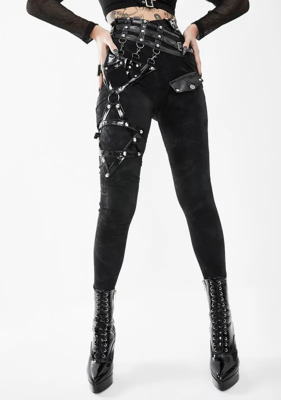 Pentagram Leg Harness Skinny Pants sold by Dolls Kill