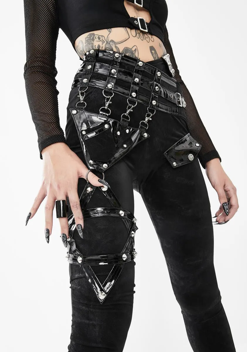 Pentagram Leg Harness Skinny Pants sold by Dolls Kill product image thumbnail 2