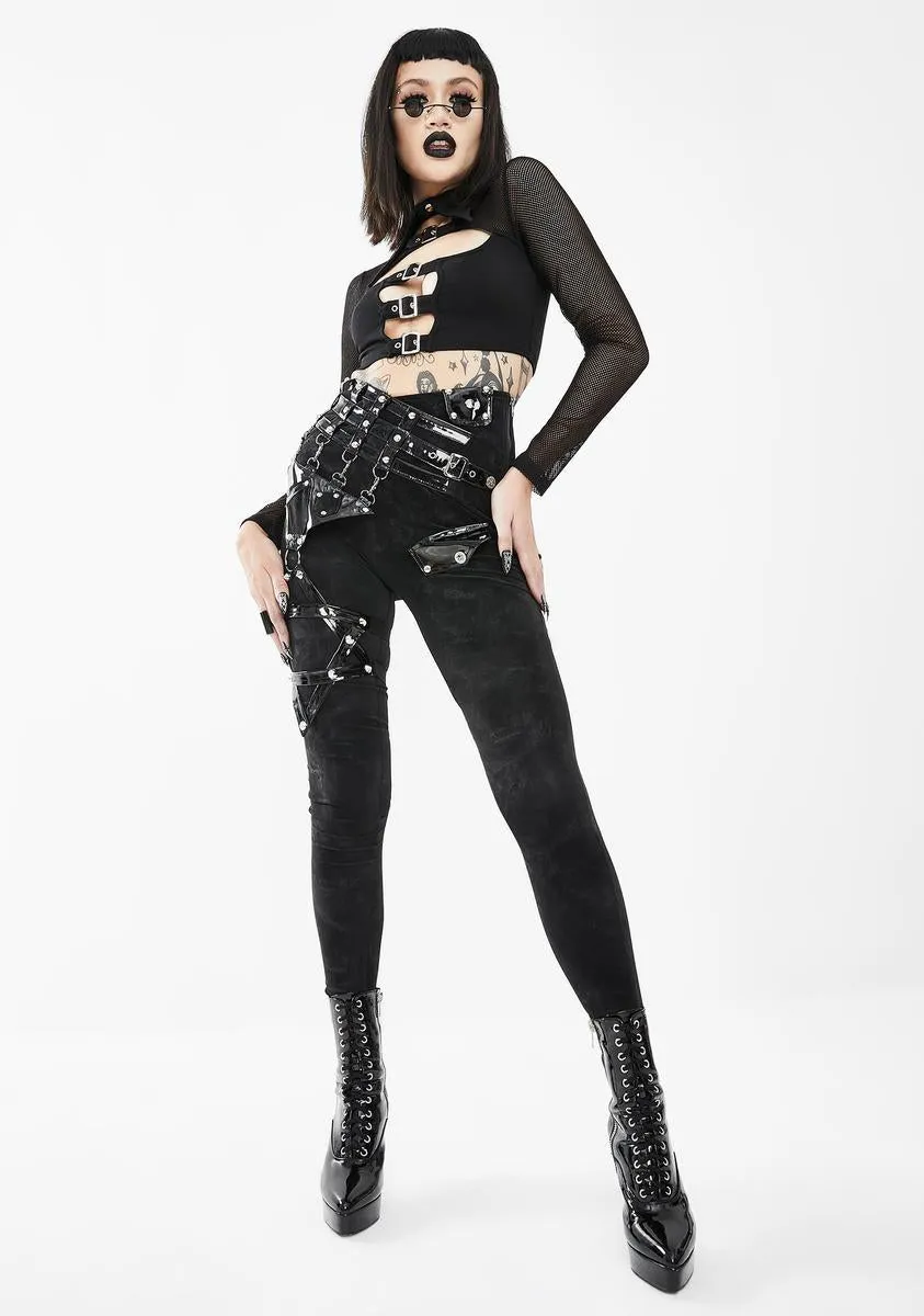 Pentagram Leg Harness Skinny Pants sold by Dolls Kill product image thumbnail 3