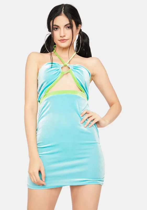 Trust In Chic Velour Halter Dress sold by Dolls Kill
