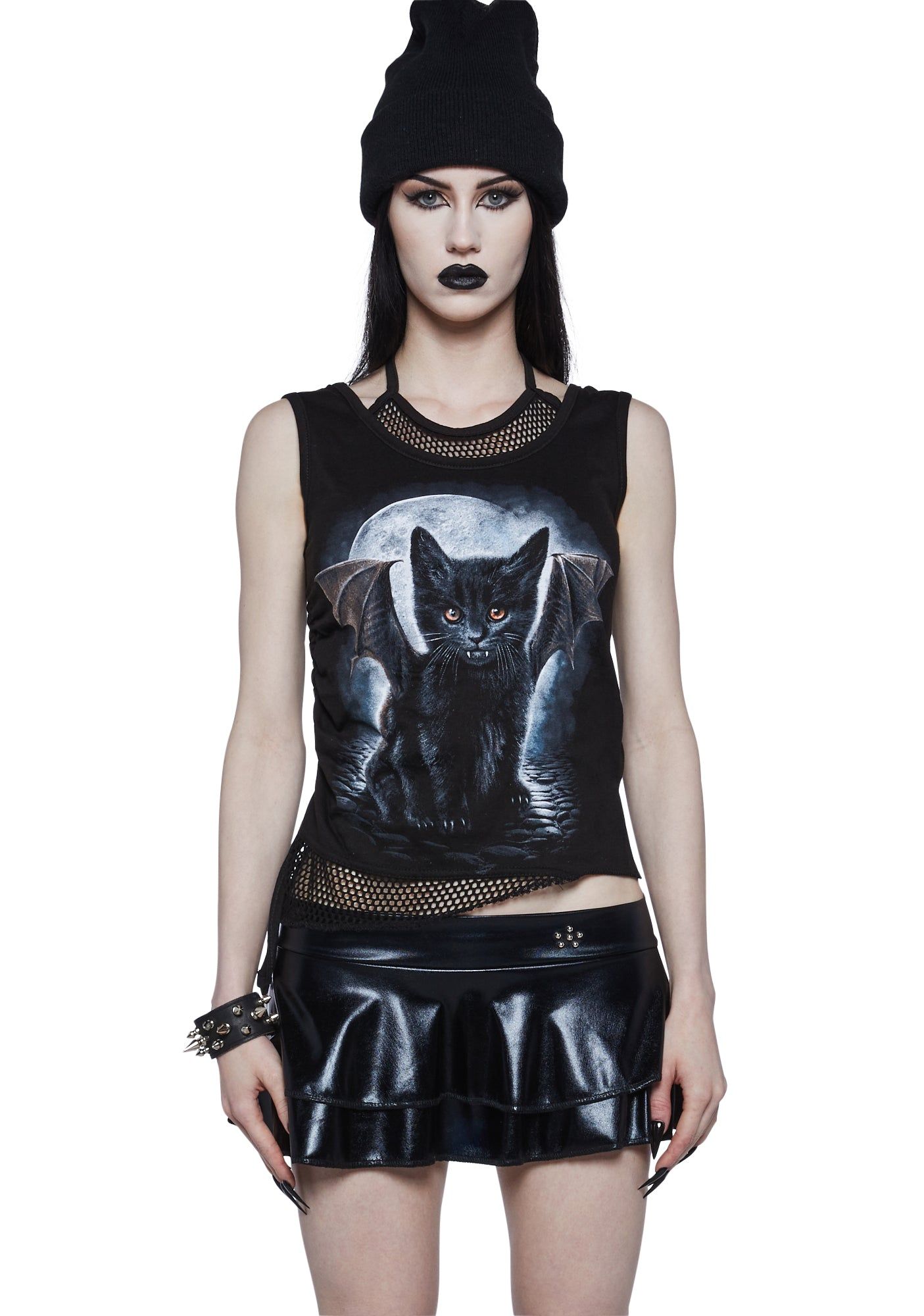 Bat Cat 2-in-1 Mesh Top sold by Dolls Kill