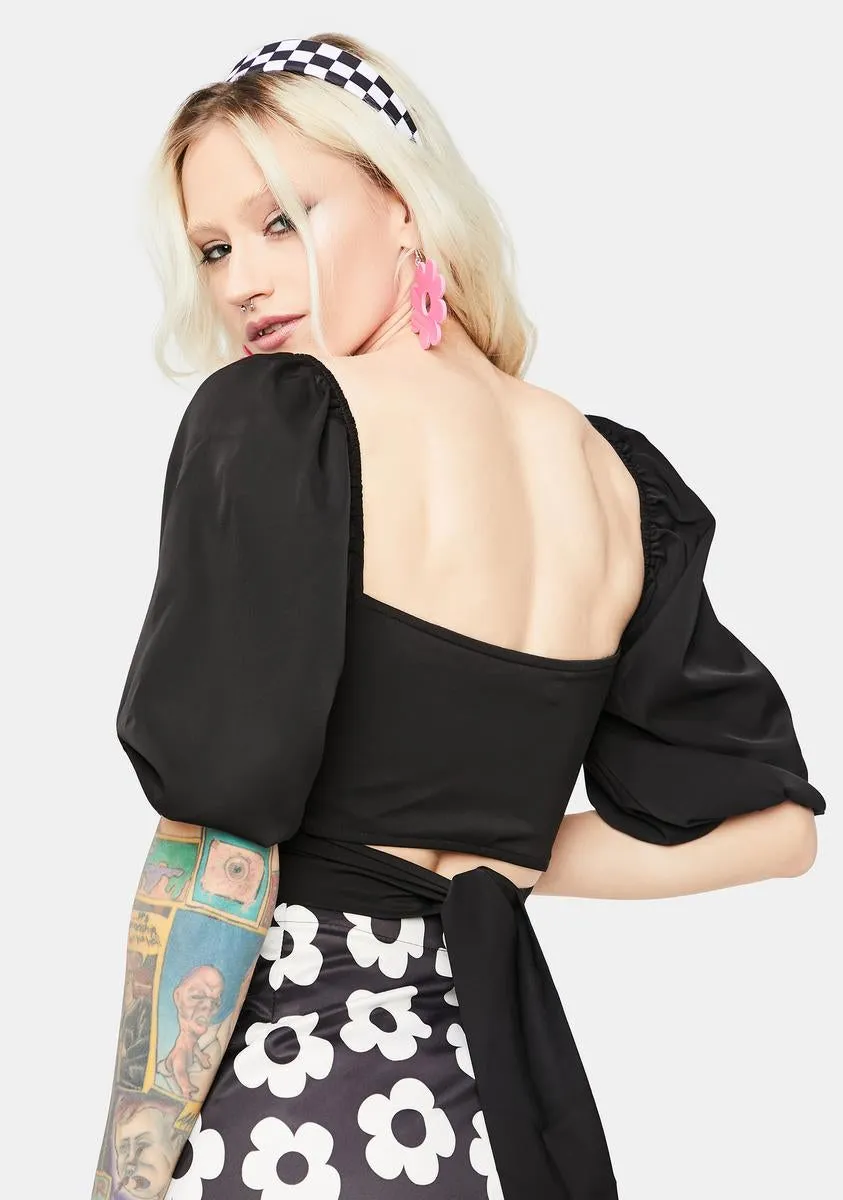 Night Perfect Poetry Puff Sleeve Crop Top sold by Dolls Kill product image thumbnail 4